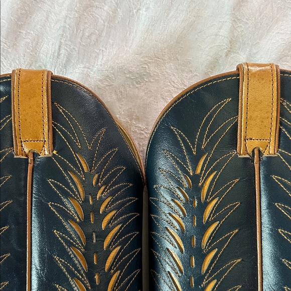 Vintage Wrangler Cowboy Boots Men’s Leather Blue Brown Size 8.5 - Picture 8 of 13